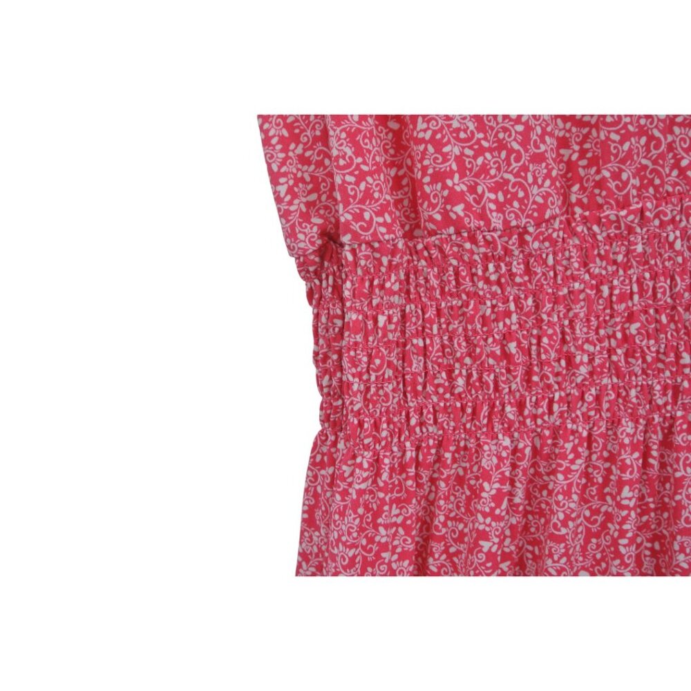 Halston Pink Floral Smocked Waist Sleeveless Midi Dress Size S - Picture 8 of 13